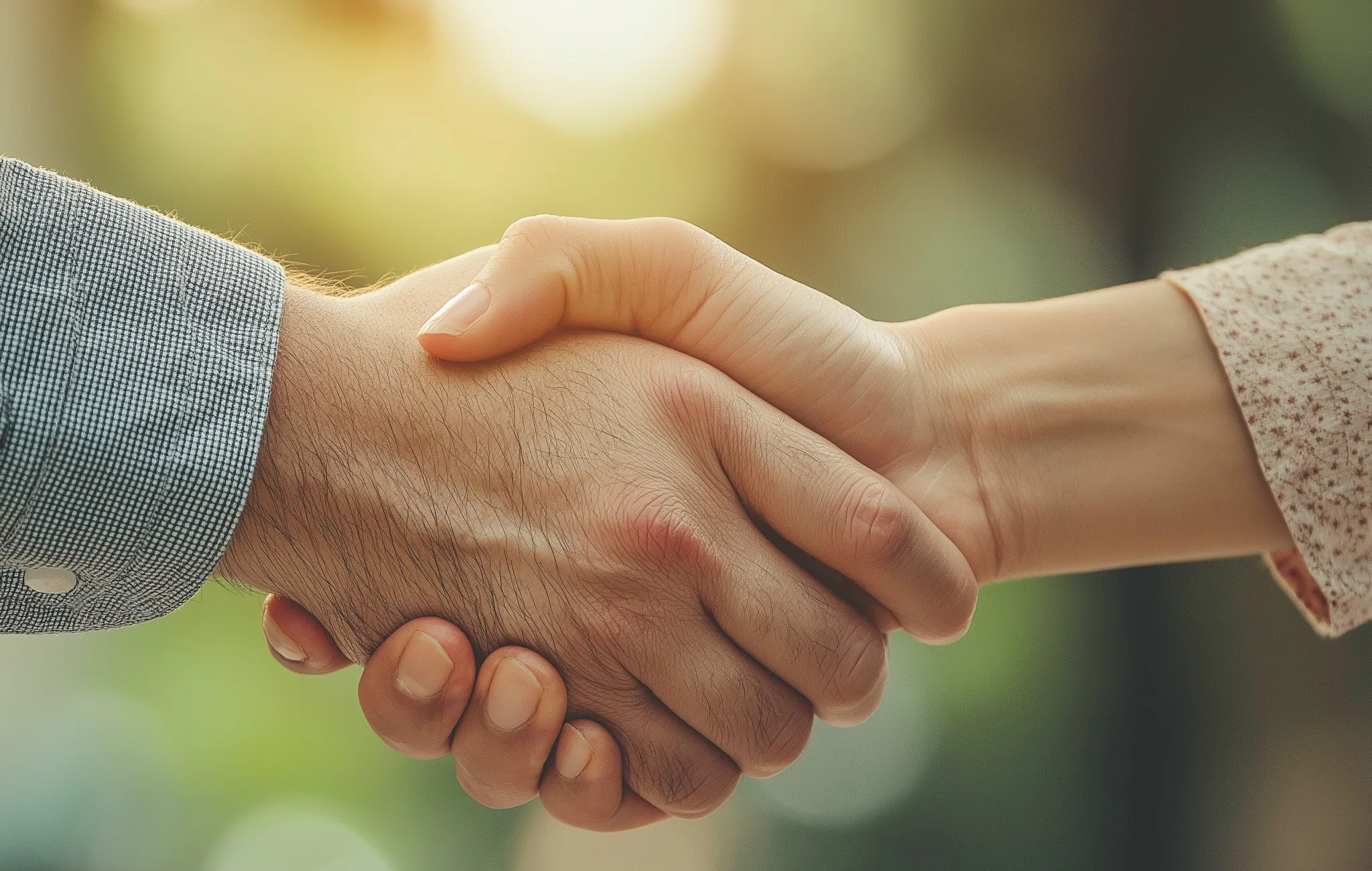 Två händer i ett handslag efter en lyckan upphandling om ramavtal med SiS